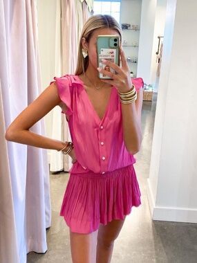 KOCH Hot Pink Matching Set Ruffle Cece Top & Smocked Erica Skort Skirt Set